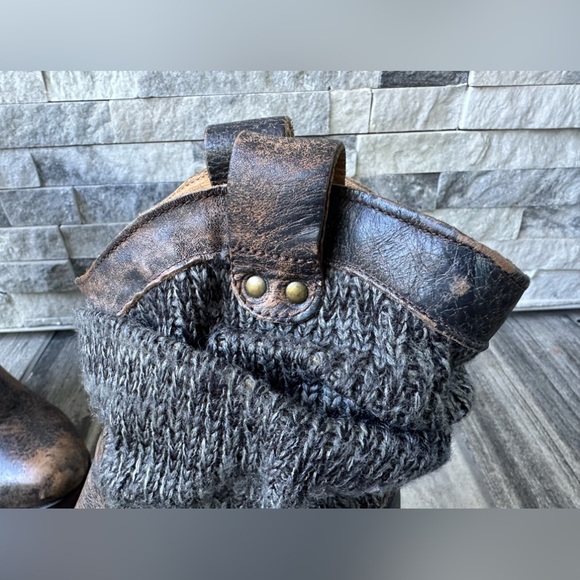 Bed Stu Bruges Leather Knit Slouchy BohoWedge Mid calf Women’s Boot Size 9.5 - Picture 16 of 17